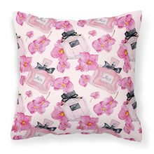 Load image into Gallery viewer, Watercolor Pink Flowers and Perfume Fabric Decorative Pillow BB7510PW1818