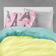 Load image into Gallery viewer, Watercolor Pink Flowers and Eiffel Tower Fabric Standard Pillowcase – Artistic Decorative Front, White Back BB7511PILLOWCASE