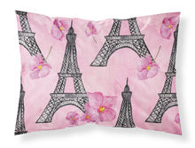 Load image into Gallery viewer, Watercolor Pink Flowers and Eiffel Tower Fabric Standard Pillowcase – Artistic Decorative Front, White Back BB7511PILLOWCASE