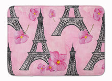 Load image into Gallery viewer, Watercolor Pink Flowers and Eiffel Tower Machine Washable Memory Foam Mat BB7511RUG