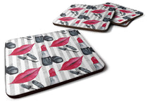 Load image into Gallery viewer, Watercolor Lipstick and Grey Stripes Foam Coaster  BB7512FC