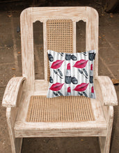 Load image into Gallery viewer, Watercolor Lipstick and Grey Stripes Fabric Decorative Pillow BB7512PW1818