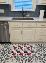 Load image into Gallery viewer, Watercolor Lipstick and Grey Stripes Machine Washable Memory Foam Mat BB7512RUG
