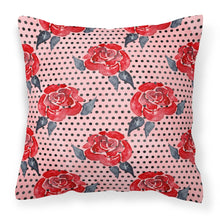 Load image into Gallery viewer, Watercolor Red Roses and Polkadots Fabric Decorative Pillow BB7513PW1818