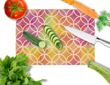 Load image into Gallery viewer, Watercolor Rainbow Geometric Circles Glass Cutting Boards – Durable, Decorative Kitchen Art Large BB7515LCB