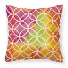 Load image into Gallery viewer, Watercolor Rainbow Geometric Circles Fabric Decorative Pillow BB7515PW1818