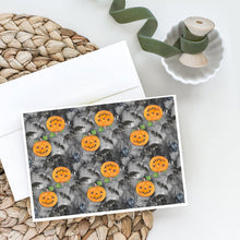 Load image into Gallery viewer, Watecolor Halloween Jack-O-Lantern Bats Greeting Cards -  Blank Note Cards – 8-Pack of Artist-Designed Cards with Envelopes