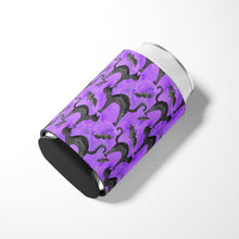Load image into Gallery viewer, Watecolor Halloween Black Cats on Purple Can or Bottle Hugger BB7528CC