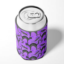 Load image into Gallery viewer, Watecolor Halloween Black Cats on Purple Can or Bottle Hugger BB7528CC