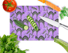Load image into Gallery viewer, Watecolor Halloween Black Cats on Purple Glass Cutting Boards – Durable, Decorative Kitchen Art Large BB7528LCB