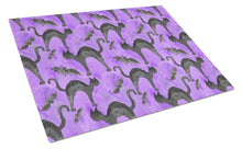 Load image into Gallery viewer, Watecolor Halloween Black Cats on Purple Glass Cutting Boards – Durable, Decorative Kitchen Art Large BB7528LCB