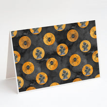 Load image into Gallery viewer, Watecolor Halloween Circles Greeting Cards -  Blank Note Cards – 8-Pack of Artist-Designed Cards with Envelopes