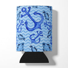 Load image into Gallery viewer, Beach Watercolor Anchors and Fish Can or Bottle Hugger BB7534CC