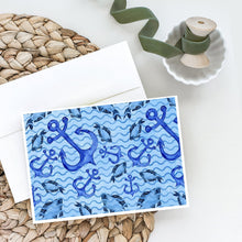 Load image into Gallery viewer, Beach Watercolor Anchors and Fish Greeting Cards -  Blank Note Cards – 8-Pack of Artist-Designed Cards with Envelopes