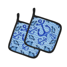 Load image into Gallery viewer, Beach Watercolor Anchors and Fish Pot Holders - Set of 2 - Heat-Resistant Kitchen Essentials BB7534PTHD