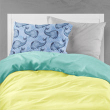 Load image into Gallery viewer, Beach Watercolor Whales Fabric Standard Pillowcase – Artistic Decorative Front, White Back BB7535PILLOWCASE
