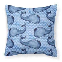 Load image into Gallery viewer, Beach Watercolor Whales Fabric Decorative Pillow BB7535PW1818