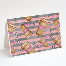 Load image into Gallery viewer, Watercolor Coffee and Paper Clips Greeting Cards -  Blank Note Cards – 8-Pack of Artist-Designed Cards with Envelopes
