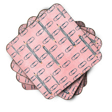 Load image into Gallery viewer, Watercolor Organized Paper Clips Pink Foam Coaster  BB7539FC