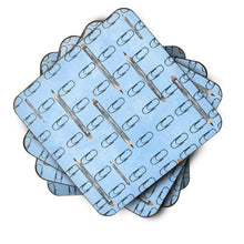Load image into Gallery viewer, Watercolor Organized Paper Clips Blue Foam Coaster  BB7540FC