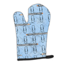 Load image into Gallery viewer, Watercolor Organized Paper Clips Blue Oven Mitt BB7540OVMT
