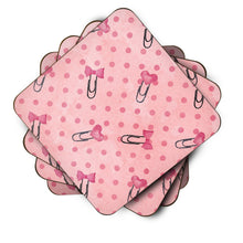 Load image into Gallery viewer, Watercolor Paper Clips and Polkadots Pink Foam Coaster  BB7543FC