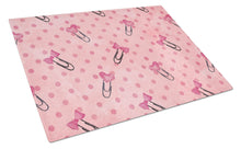Load image into Gallery viewer, Watercolor Paper Clips and Polkadots Pink Glass Cutting Boards – Durable, Decorative Kitchen Art Large BB7543LCB