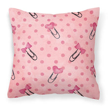 Load image into Gallery viewer, Watercolor Paper Clips and Polkadots Pink Fabric Decorative Pillow BB7543PW1818