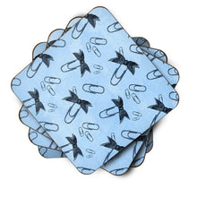 Load image into Gallery viewer, Watercolor Paper Clips Blue Foam Coaster  BB7544FC