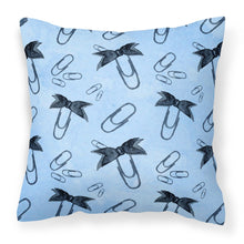 Load image into Gallery viewer, Watercolor Paper Clips Blue Fabric Decorative Pillow BB7544PW1818