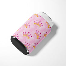 Load image into Gallery viewer, Watercolor Princess Crown on Pink Can or Bottle Hugger BB7546CC