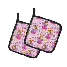 Load image into Gallery viewer, Watercolor Fairy Princess on Pink Pot Holders - Set of 2 - Heat-Resistant Kitchen Essentials BB7547PTHD