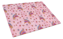 Load image into Gallery viewer, Watercolor Shooting Stars on Pink Glass Cutting Boards – Durable, Decorative Kitchen Art Large BB7548LCB