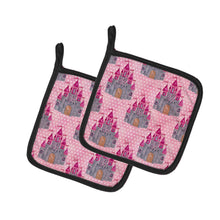 Load image into Gallery viewer, Watercolor Princess Castle Pot Holders - Set of 2 - Heat-Resistant Kitchen Essentials BB7549PTHD
