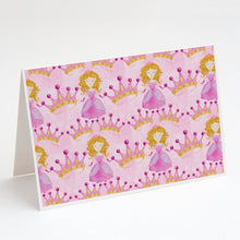 Load image into Gallery viewer, Watercolor Princess and Crown Greeting Cards -  Blank Note Cards – 8-Pack of Artist-Designed Cards with Envelopes