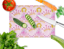 Load image into Gallery viewer, Watercolor Princess and Crown Glass Cutting Boards – Durable, Decorative Kitchen Art Large BB7551LCB