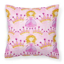 Load image into Gallery viewer, Watercolor Princess and Crown Fabric Decorative Pillow BB7551PW1818