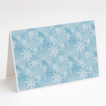 Load image into Gallery viewer, Watercolor Snowflake on Light Blue Greeting Cards -  Blank Note Cards – 8-Pack of Artist-Designed Cards with Envelopes