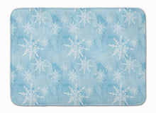 Load image into Gallery viewer, Watercolor Snowflake on Light Blue Machine Washable Memory Foam Mat BB7552RUG