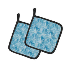 Load image into Gallery viewer, Watercolor Snowflake on Blue Pot Holders - Set of 2 - Heat-Resistant Kitchen Essentials BB7553PTHD