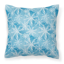Load image into Gallery viewer, Watercolor Snowflake on Blue Fabric Decorative Pillow BB7553PW1818