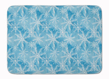 Load image into Gallery viewer, Watercolor Snowflake on Blue Machine Washable Memory Foam Mat BB7553RUG