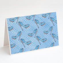 Load image into Gallery viewer, Watercolor Cinderella Shoe in Blue Greeting Cards -  Blank Note Cards – 8-Pack of Artist-Designed Cards with Envelopes
