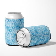 Load image into Gallery viewer, Watercolor Geometric Cirlce on Blue Can or Bottle Hugger BB7555CC