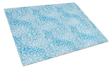 Load image into Gallery viewer, Watercolor Geometric Cirlce on Blue Glass Cutting Boards – Durable, Decorative Kitchen Art Large BB7555LCB