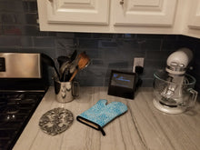 Load image into Gallery viewer, Watercolor Geometric Cirlce on Blue Oven Mitt BB7555OVMT