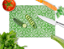 Load image into Gallery viewer, Watercolor Geometric Cirlce on Green Glass Cutting Boards – Durable, Decorative Kitchen Art Large BB7556LCB