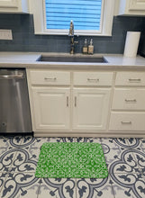 Load image into Gallery viewer, Watercolor Geometric Cirlce on Green Machine Washable Memory Foam Mat BB7556RUG
