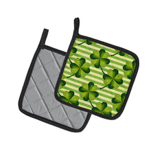 Load image into Gallery viewer, Watercolor Shamrock Stripes Pot Holders - Set of 2 - Heat-Resistant Kitchen Essentials BB7557PTHD