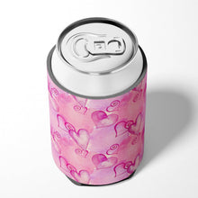 Load image into Gallery viewer, Watercolor Hot Pink Hearts Can or Bottle Hugger BB7564CC
